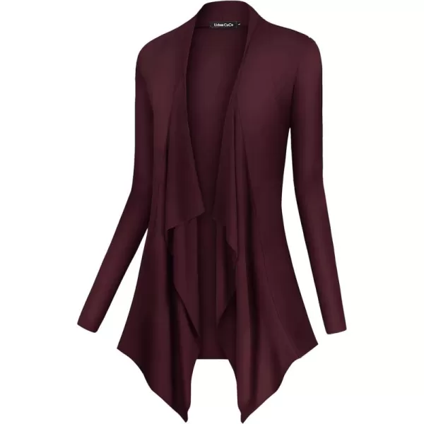 Urban CoCo Womens Long Sleeve Open Front Drape Cardigan Loose Casual Lightweight Women Blazer Jackets 2024 FallWindsor Wine