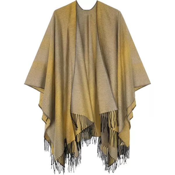 Urban CoCo Womens Printed Tassel Open front Poncho Cape Cardigan Wrap ShawlSeries 16khaki