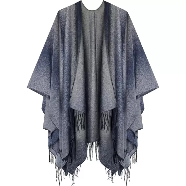 Urban CoCo Womens Printed Tassel Open front Poncho Cape Cardigan Wrap ShawlSeries 16navy Blue