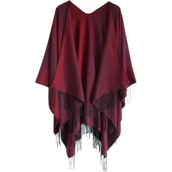 Urban CoCo Womens Printed Tassel Open front Poncho Cape Cardigan Wrap ShawlSeries 16wine Red