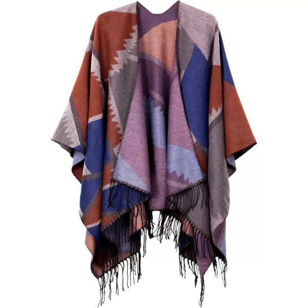 Urban CoCo Womens Printed Tassel Open front Poncho Cape Cardigan Wrap ShawlSeries 7orange