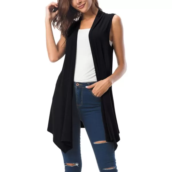 Urban CoCo Womens Sleeveless Cardigan Summer Open Front Vest Lightweight Cool CoatBlack