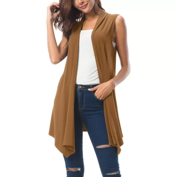 Urban CoCo Womens Sleeveless Cardigan Summer Open Front Vest Lightweight Cool CoatCashew