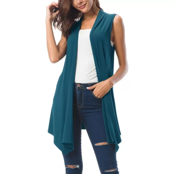 Urban CoCo Womens Sleeveless Cardigan Summer Open Front Vest Lightweight Cool CoatCrystal Teal
