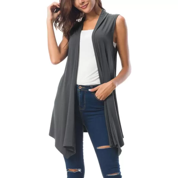 Urban CoCo Womens Sleeveless Cardigan Summer Open Front Vest Lightweight Cool CoatDeep Grey