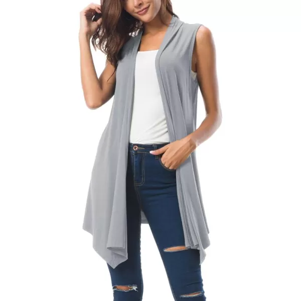 Urban CoCo Womens Sleeveless Cardigan Summer Open Front Vest Lightweight Cool CoatLight Grey