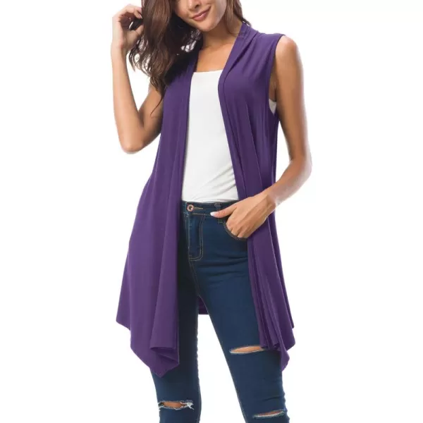 Urban CoCo Womens Sleeveless Cardigan Summer Open Front Vest Lightweight Cool CoatPurple