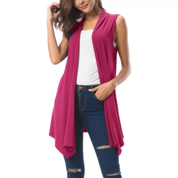 Urban CoCo Womens Sleeveless Cardigan Summer Open Front Vest Lightweight Cool CoatRose