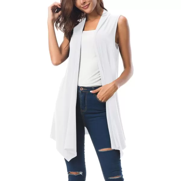Urban CoCo Womens Sleeveless Cardigan Summer Open Front Vest Lightweight Cool CoatWhite