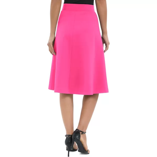Urban CoCo Womens ALine Elastic High Waist Flare Work Midi Knee Length Stretchy SkirtRose