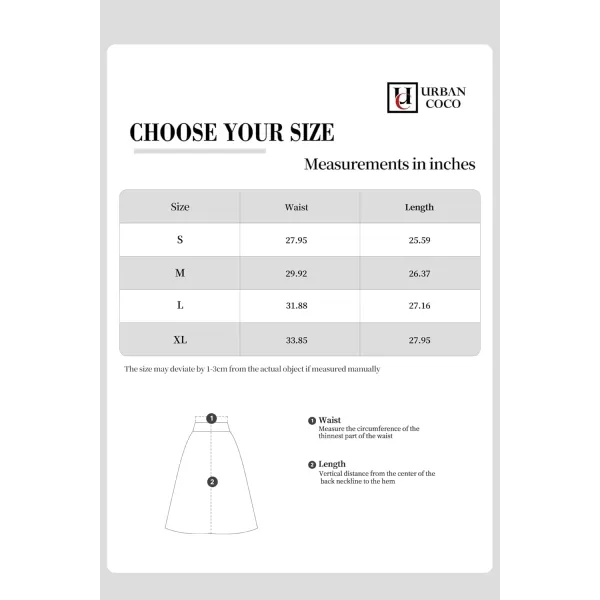 Urban CoCo Womens ALine Elastic High Waist Flare Work Midi Knee Length Stretchy SkirtWhite