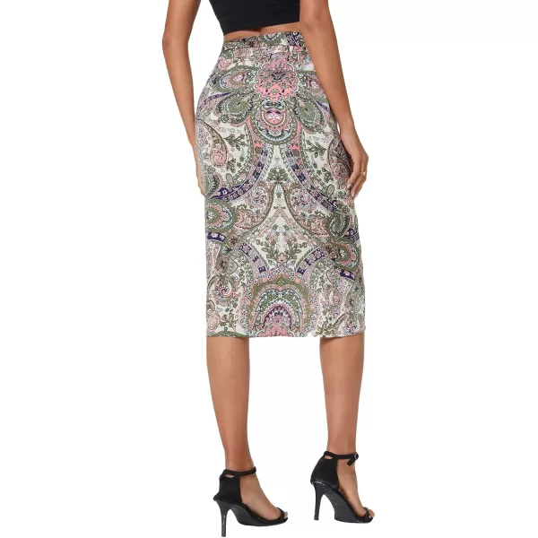 Urban CoCo Womens Boho Floral Print Wrap Skirt Self Tie Knot High Waisted Split Midi Skirt3