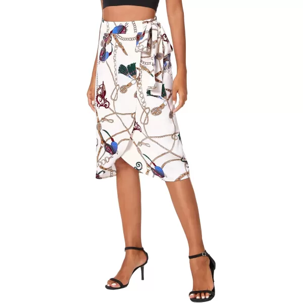 Urban CoCo Womens Boho Floral Print Wrap Skirt Self Tie Knot High Waisted Split Midi Skirt4