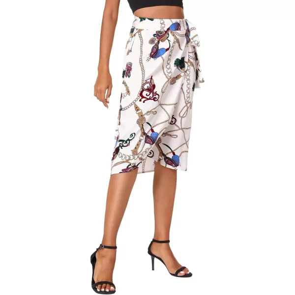Urban CoCo Womens Boho Floral Print Wrap Skirt Self Tie Knot High Waisted Split Midi Skirt4