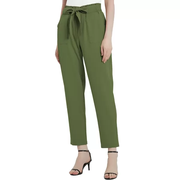 Urban CoCo Womens Casual High Waist Pencil Pants with BowKnot Pockets for WorkArmy Green