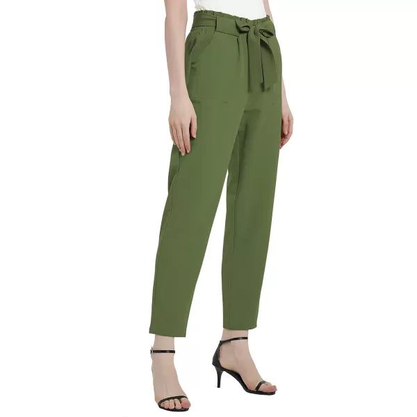 Urban CoCo Womens Casual High Waist Pencil Pants with BowKnot Pockets for WorkArmy Green
