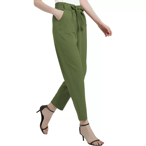 Urban CoCo Womens Casual High Waist Pencil Pants with BowKnot Pockets for WorkArmy Green
