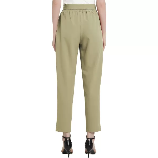 Urban CoCo Womens Casual High Waist Pencil Pants with BowKnot Pockets for WorkKhaki