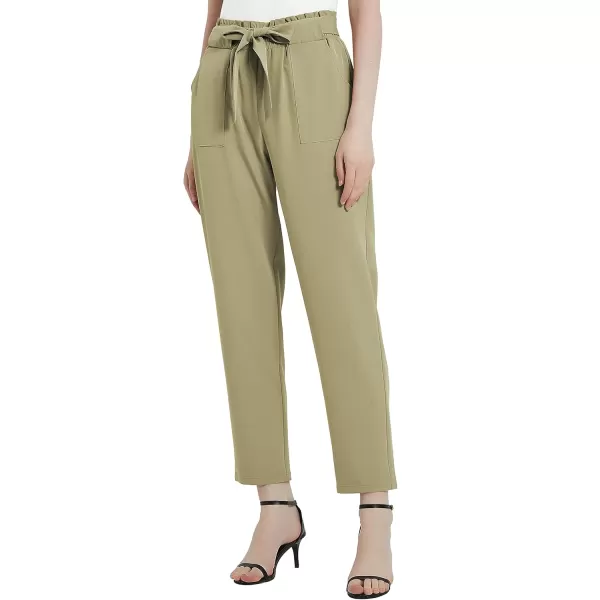 Urban CoCo Womens Casual High Waist Pencil Pants with BowKnot Pockets for WorkKhaki