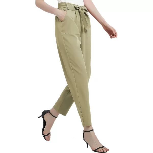 Urban CoCo Womens Casual High Waist Pencil Pants with BowKnot Pockets for WorkKhaki