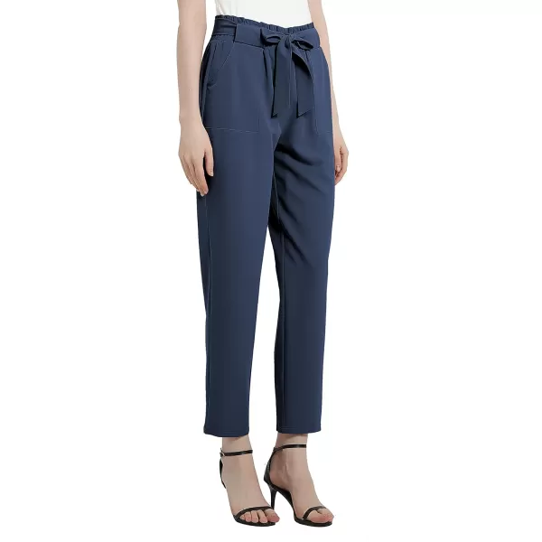 Urban CoCo Womens Casual High Waist Pencil Pants with BowKnot Pockets for WorkNavy Blue