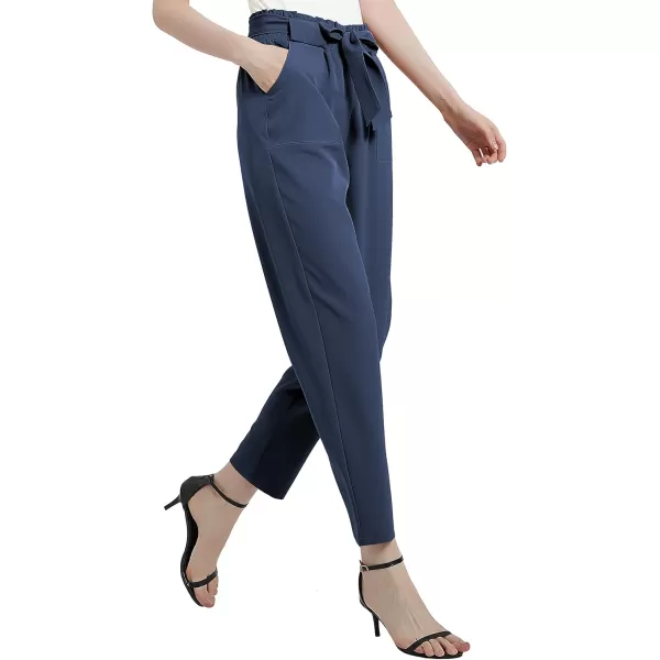 Urban CoCo Womens Casual High Waist Pencil Pants with BowKnot Pockets for WorkNavy Blue