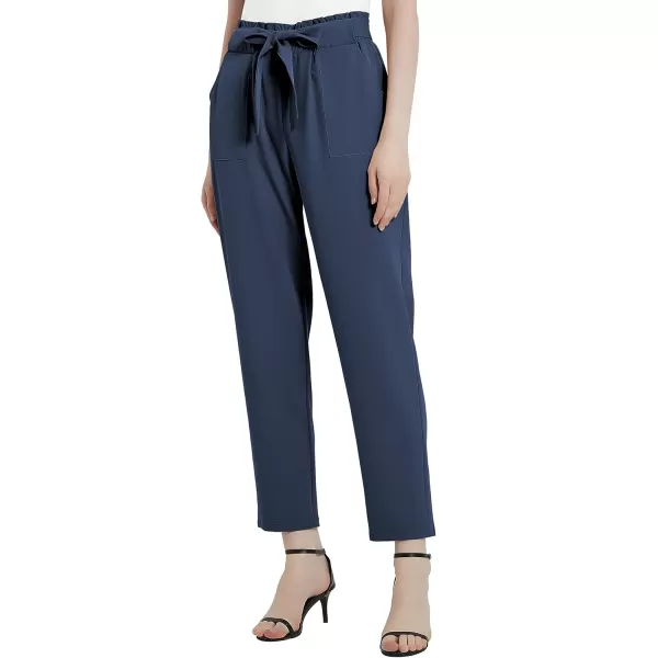 Urban CoCo Womens Casual High Waist Pencil Pants with BowKnot Pockets for WorkNavy Blue