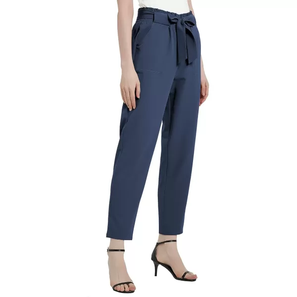 Urban CoCo Womens Casual High Waist Pencil Pants with BowKnot Pockets for WorkNavy Blue
