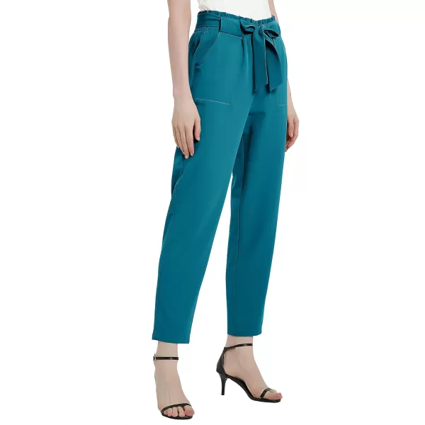 Urban CoCo Womens Casual High Waist Pencil Pants with BowKnot Pockets for WorkSteel Blue