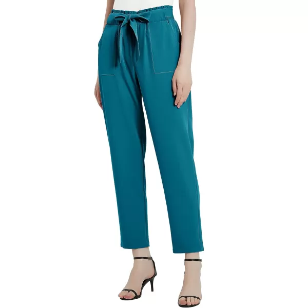 Urban CoCo Womens Casual High Waist Pencil Pants with BowKnot Pockets for WorkSteel Blue