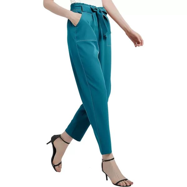 Urban CoCo Womens Casual High Waist Pencil Pants with BowKnot Pockets for WorkSteel Blue