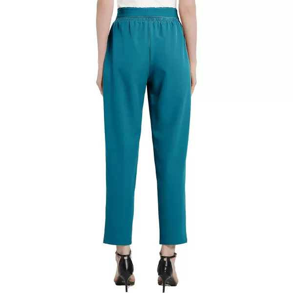 Urban CoCo Womens Casual High Waist Pencil Pants with BowKnot Pockets for WorkSteel Blue