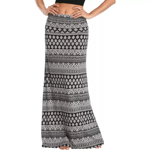 Urban CoCo Womens Casual Ruched Stretchy High Waist ALine Skirt Pleated Flared Midi Skirt1