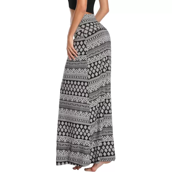 Urban CoCo Womens Casual Ruched Stretchy High Waist ALine Skirt Pleated Flared Midi Skirt1