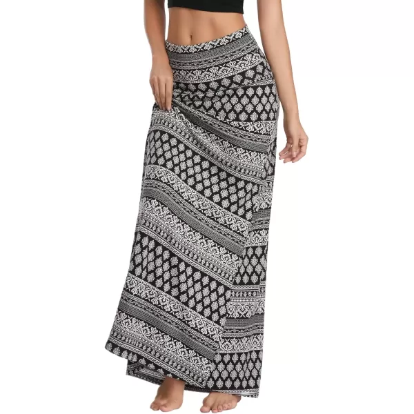 Urban CoCo Womens Casual Ruched Stretchy High Waist ALine Skirt Pleated Flared Midi Skirt1
