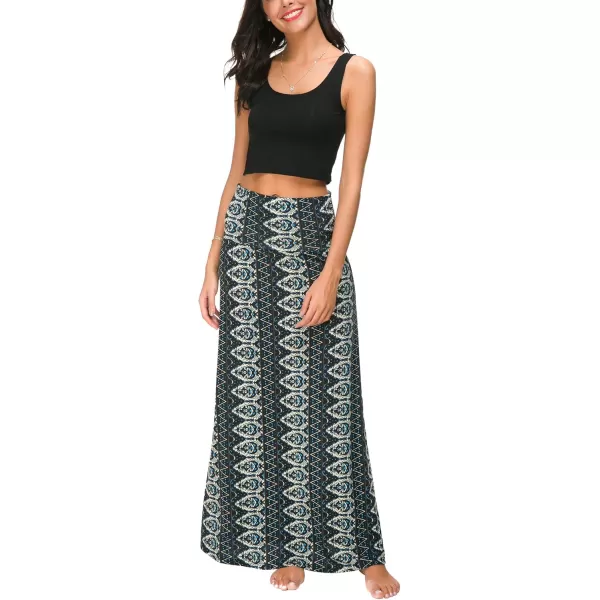 Urban CoCo Womens Casual Ruched Stretchy High Waist ALine Skirt Pleated Flared Midi Skirt2
