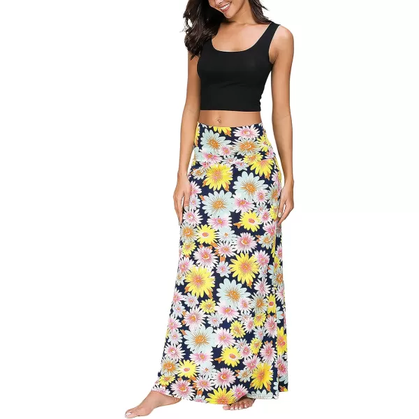 Urban CoCo Womens Casual Ruched Stretchy High Waist ALine Skirt Pleated Flared Midi Skirt3