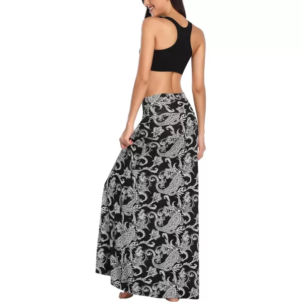Urban CoCo Womens Casual Ruched Stretchy High Waist ALine Skirt Pleated Flared Midi Skirt5