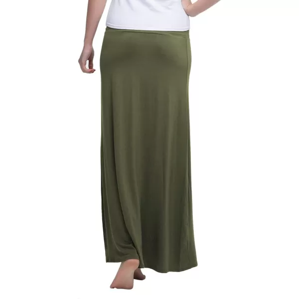 Urban CoCo Womens Casual Ruched Stretchy High Waist ALine Skirt Pleated Flared Midi SkirtArmy Green