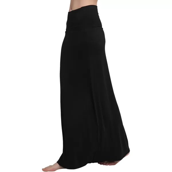 Urban CoCo Womens Casual Ruched Stretchy High Waist ALine Skirt Pleated Flared Midi SkirtBlack