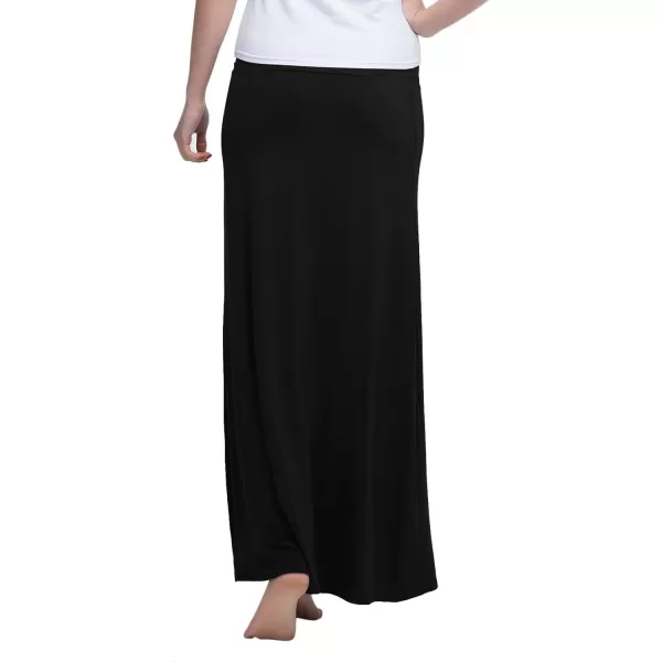Urban CoCo Womens Casual Ruched Stretchy High Waist ALine Skirt Pleated Flared Midi SkirtBlack