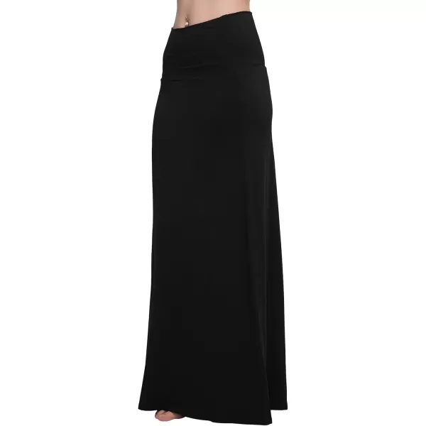 Urban CoCo Womens Casual Ruched Stretchy High Waist ALine Skirt Pleated Flared Midi SkirtBlack