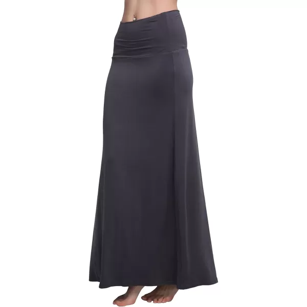 Urban CoCo Womens Casual Ruched Stretchy High Waist ALine Skirt Pleated Flared Midi SkirtDark Shadow