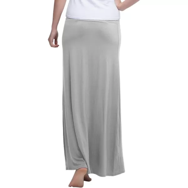 Urban CoCo Womens Casual Ruched Stretchy High Waist ALine Skirt Pleated Flared Midi SkirtLight Gray