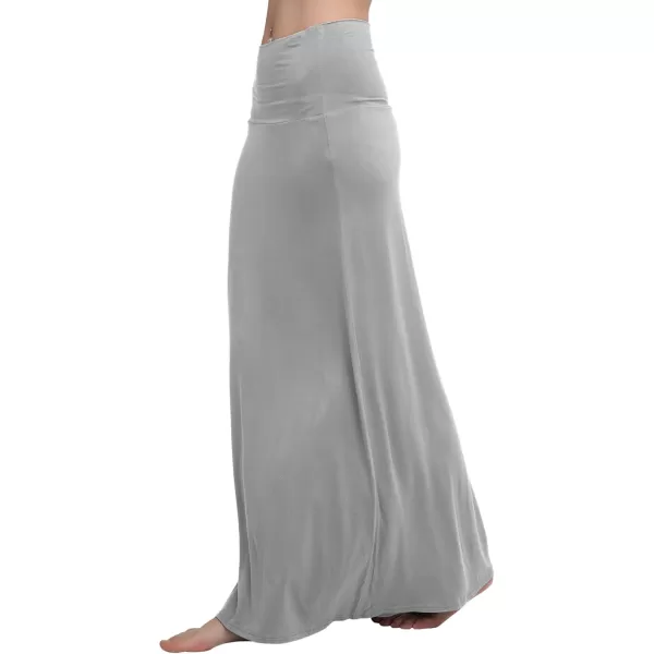 Urban CoCo Womens Casual Ruched Stretchy High Waist ALine Skirt Pleated Flared Midi SkirtLight Gray