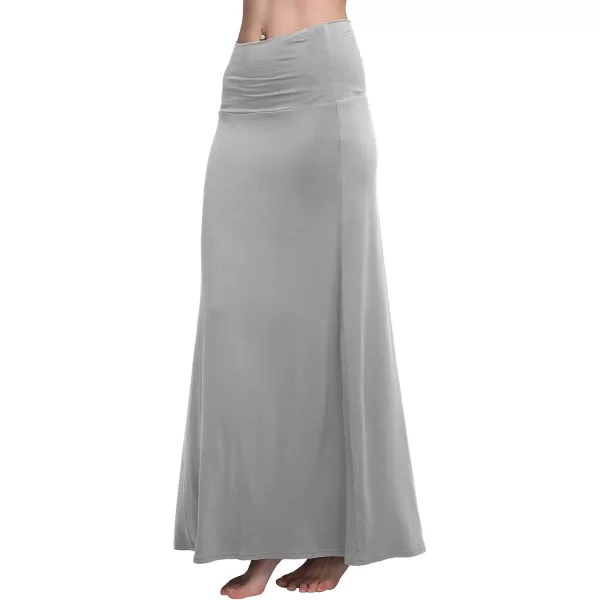 Urban CoCo Womens Casual Ruched Stretchy High Waist ALine Skirt Pleated Flared Midi SkirtLight Gray
