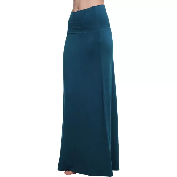 Urban CoCo Womens Casual Ruched Stretchy High Waist ALine Skirt Pleated Flared Midi SkirtSteel Blue