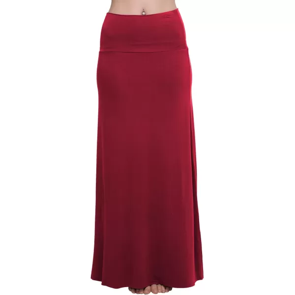Urban CoCo Womens Casual Ruched Stretchy High Waist ALine Skirt Pleated Flared Midi SkirtWine Red