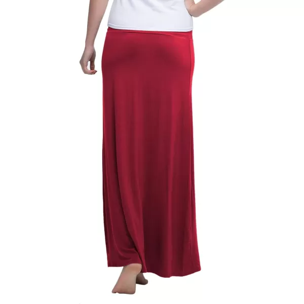 Urban CoCo Womens Casual Ruched Stretchy High Waist ALine Skirt Pleated Flared Midi SkirtWine Red