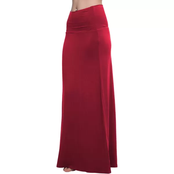 Urban CoCo Womens Casual Ruched Stretchy High Waist ALine Skirt Pleated Flared Midi SkirtWine Red